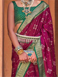Amazing Magenta Patola Print Silk Traditional Saree With Blouse - Zeel Clothing