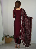 Amazing Maroon Thread Work Silk Festival Wear Pant Suit With Dupatta - Zeel Clothing