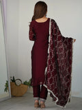 Amazing Maroon Thread Work Silk Festival Wear Pant Suit With Dupatta - Zeel Clothing