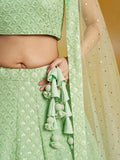 Amazing Mint Green Thread Work Georgette Event Wear Lehenga Choli - Zeel Clothing