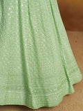 Amazing Mint Green Thread Work Georgette Event Wear Lehenga Choli - Zeel Clothing