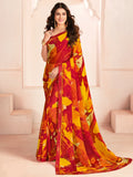 Amazing Multi-Color Digital Printed Georgette Daily Wear Saree - Zeel Clothing