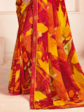 Amazing Multi-Color Digital Printed Georgette Daily Wear Saree - Zeel Clothing