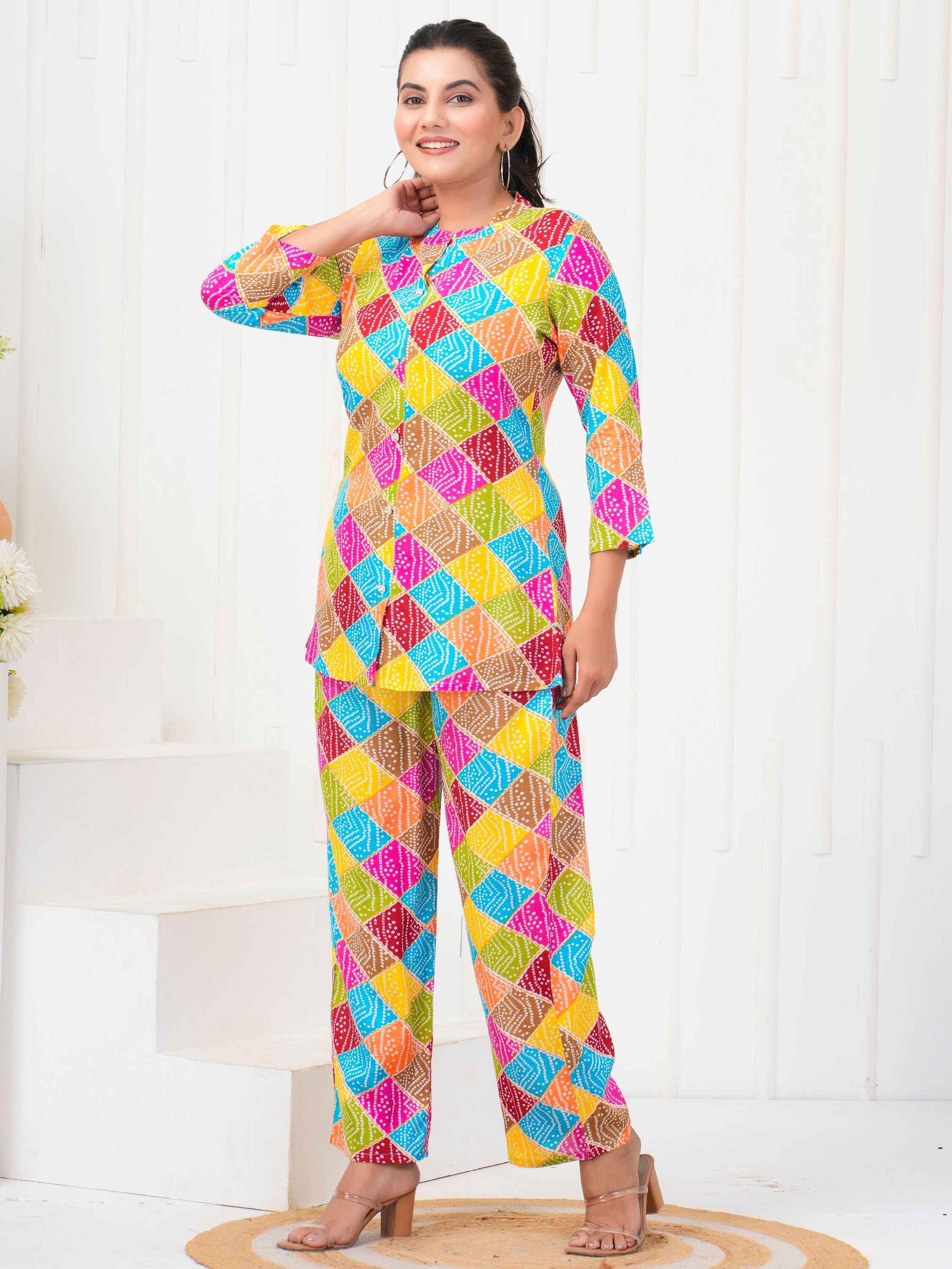 Amazing Multi-Color Digital Printed Rayon Casual Wear Co-Ord Set - Zeel Clothing