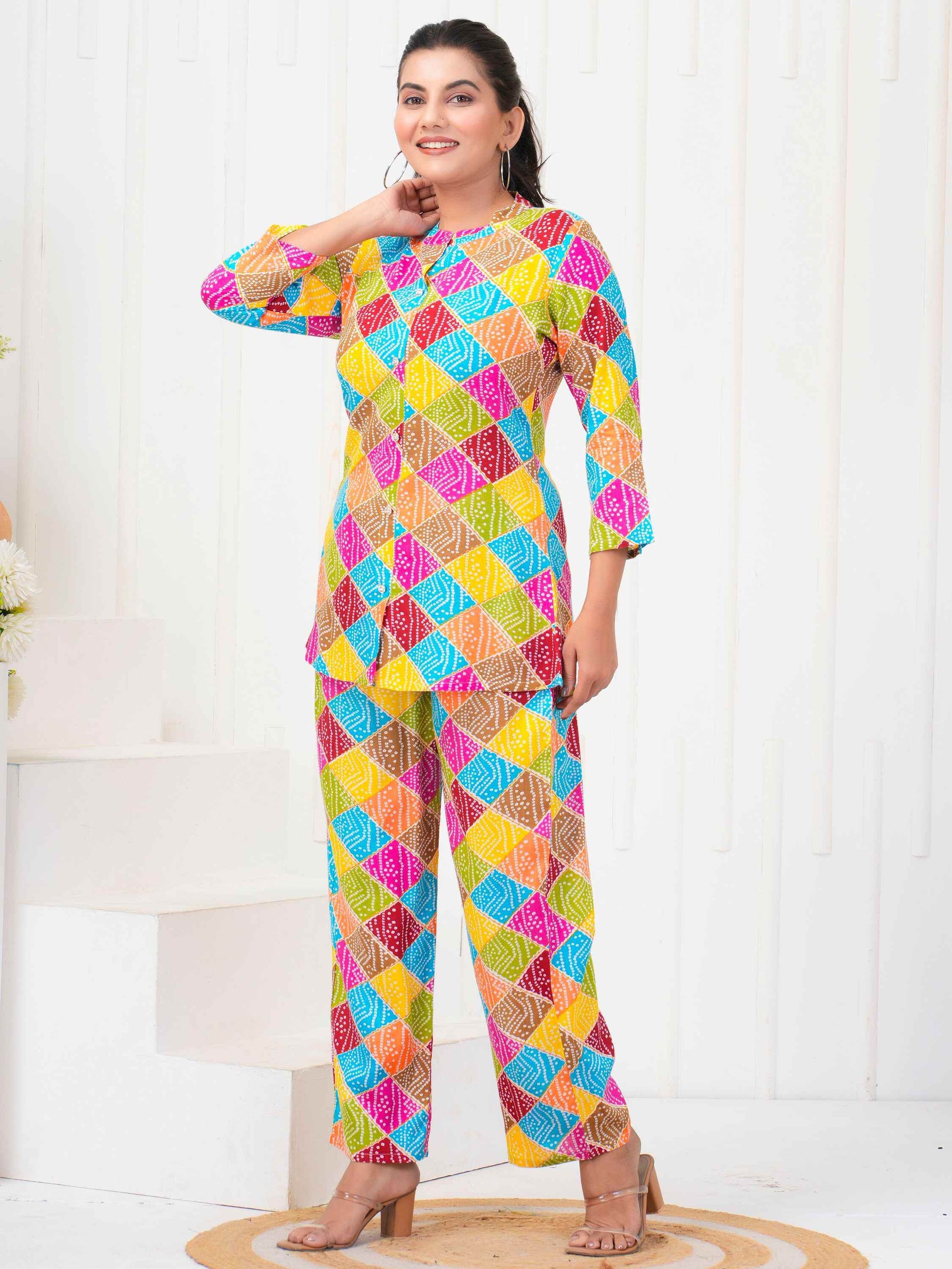 Amazing Multi-Color Digital Printed Rayon Casual Wear Co-Ord Set - Zeel Clothing
