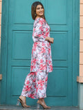 Amazing Multi-Color Floral Printed Cotton Top Palazzo Co-Ord Set - Zeel Clothing