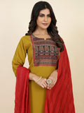 Amazing Mustard Yellow Digital Printed Crepe Pant Suit With Dupatta - Zeel Clothing