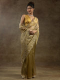 Amazing Mustard Yellow Zari Weaving Organza Festive Wear Pre-Stitched Saree - Zeel Clothing
