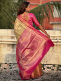 Amazing Mustard Yellow Zari Weaving Tissue Silk Haldi Wear Saree - Zeel Clothing