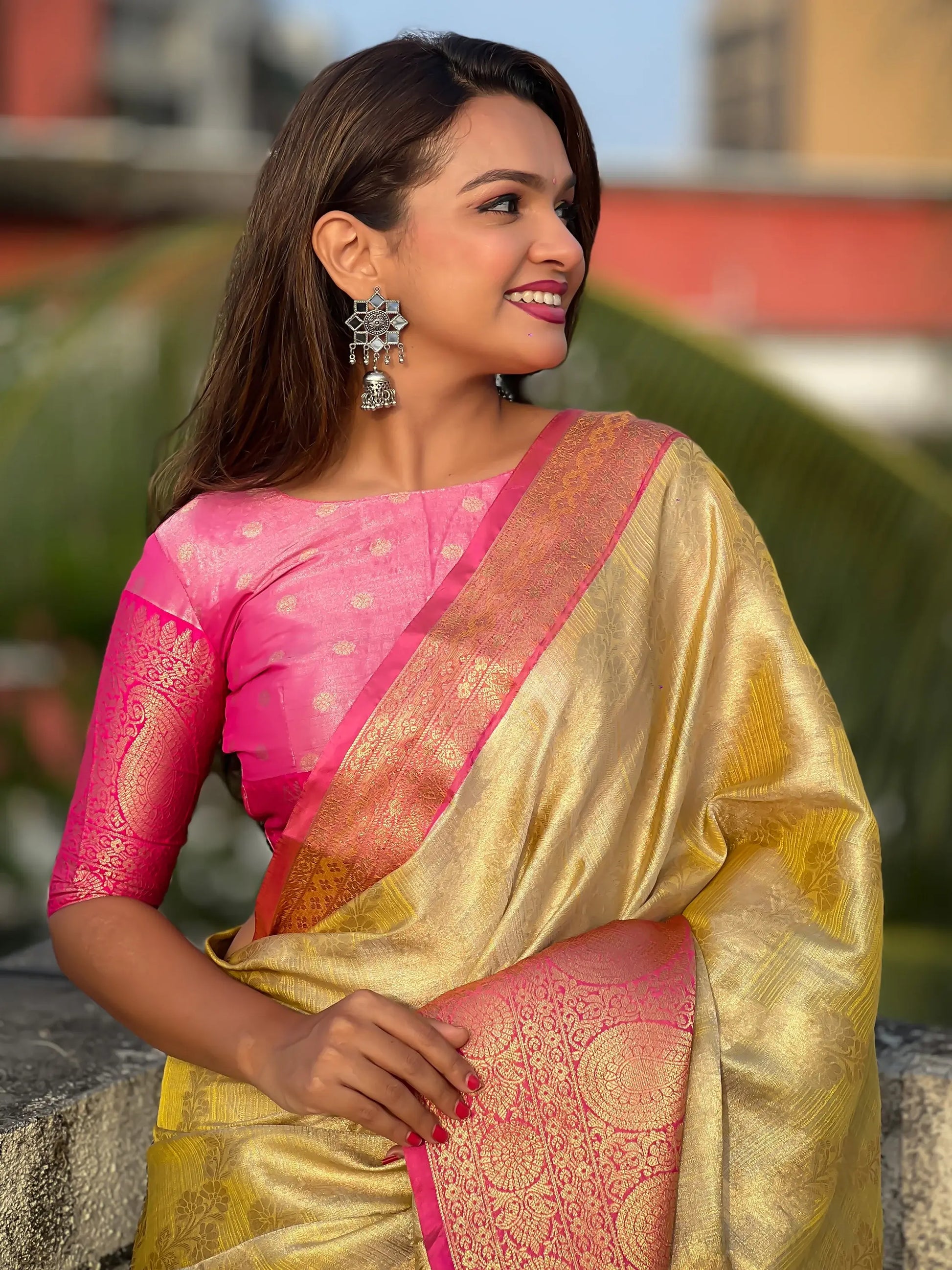 Amazing Mustard Yellow Zari Weaving Tissue Silk Haldi Wear Saree - Zeel Clothing