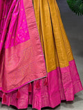 Amazing Mustard Zari Weaving Silk Wedding Wear Gown With Dupatta - Zeel Clothing