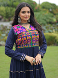 Amazing Navy Blue Kutchi Work Rayon Navratri Special Gown - Zeel Clothing