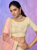 Amazing Off-White Embroidered Net Lehenga Choli With Dupatta - Zeel Clothing