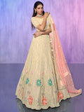 Amazing Off-White Embroidered Net Lehenga Choli With Dupatta - Zeel Clothing