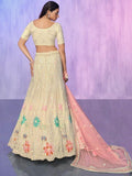 Amazing Off-White Embroidered Net Lehenga Choli With Dupatta - Zeel Clothing