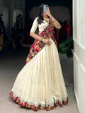 Amazing Off White Sequins Silk Festive Wear Lehenga Choli With Dupatta