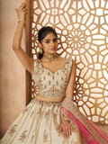 Amazing Off-White Thread Embroidered Silk Lehenga Choli With Dupatta - Zeel Clothing