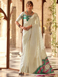 Amazing Off-White Zari Weaving Silk Traditional Saree With Blouse - Zeel Clothing