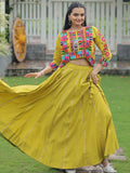 Amazing Parrot Green Kutchi Work Silk Festive Wear Lehenga Choli With Jacket - Zeel Clothing