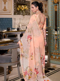 Amazing Peach Floral Printed Georgette Festive Wear Saree With Blouse - Zeel Clothing