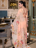 Amazing Peach Floral Printed Georgette Festive Wear Saree With Blouse - Zeel Clothing