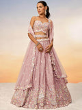 Amazing Pink Embroidered Chiffon Reception Wear Lehenga Choli - Zeel Clothing