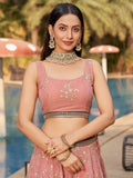 Amazing Pink Embroidered Georgette Wedding Wear Lehenga Choli - Zeel Clothing