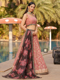 Amazing Pink Embroidered Georgette Wedding Wear Lehenga Choli