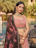 Amazing Pink Embroidered Georgette Wedding Wear Lehenga Choli - Zeel Clothing