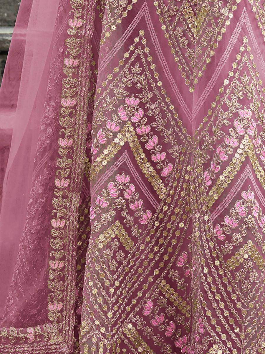 Amazing Pink Embroidered Net Weeding Wear Anarkali Suit - Zeel Clothing