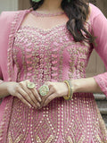 Amazing Pink Embroidered Net Weeding Wear Anarkali Suit - Zeel Clothing