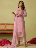 Amazing Pink Floral Embroidered Organza Festive Wear Pant Suit With Dupatta - Zeel Clothing