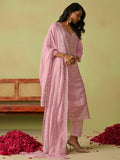 Amazing Pink Floral Embroidered Organza Festive Wear Pant Suit With Dupatta - Zeel Clothing