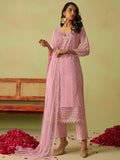 Amazing Pink Floral Embroidered Organza Festive Wear Pant Suit With Dupatta - Zeel Clothing