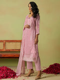 Amazing Pink Floral Embroidered Organza Festive Wear Pant Suit With Dupatta - Zeel Clothing