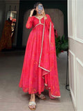 Amazing Pink Floral Printed Georgette Events Wear Gown With Dupatta - Zeel Clothing