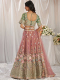 Amazing Pink Sequins Tissue Silk Bridesmaid Lehenga Choli With Dupatta - Zeel Clothing