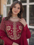 Amazing Pink Sequins Work Georgette Festive Wear Gown With Dupatta - Zeel Clothing