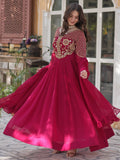 Amazing Pink Sequins Work Georgette Festive Wear Gown With Dupatta - Zeel Clothing