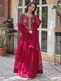 Amazing Pink Sequins Work Georgette Festive Wear Gown With Dupatta - Zeel Clothing