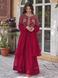 Amazing Pink Sequins Work Georgette Festive Wear Gown With Dupatta - Zeel Clothing