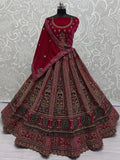 Amazing Pink Velvet Bridal Lehenga Choli With Double Dupatta - Zeel Clothing