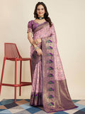 Amazing Pink Zari Weaving Banarasi Silk Traditional Saree With Blouse - Zeel Clothing