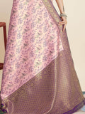 Amazing Pink Zari Weaving Banarasi Silk Traditional Saree With Blouse - Zeel Clothing