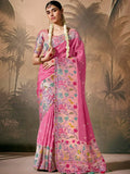 Amazing Pink Zari Weaving Silk Event Wear Saree With Blouse - Zeel Clothing