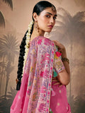Amazing Pink Zari Weaving Silk Event Wear Saree With Blouse - Zeel Clothing