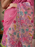 Amazing Pink Zari Weaving Silk Event Wear Saree With Blouse - Zeel Clothing