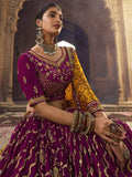 Amazing Purple Embroidered Viscose Silk Wedding Wear Lehenga Choli - Zeel Clothing