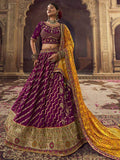 Amazing Purple Embroidered Viscose Silk Wedding Wear Lehenga Choli - Zeel Clothing