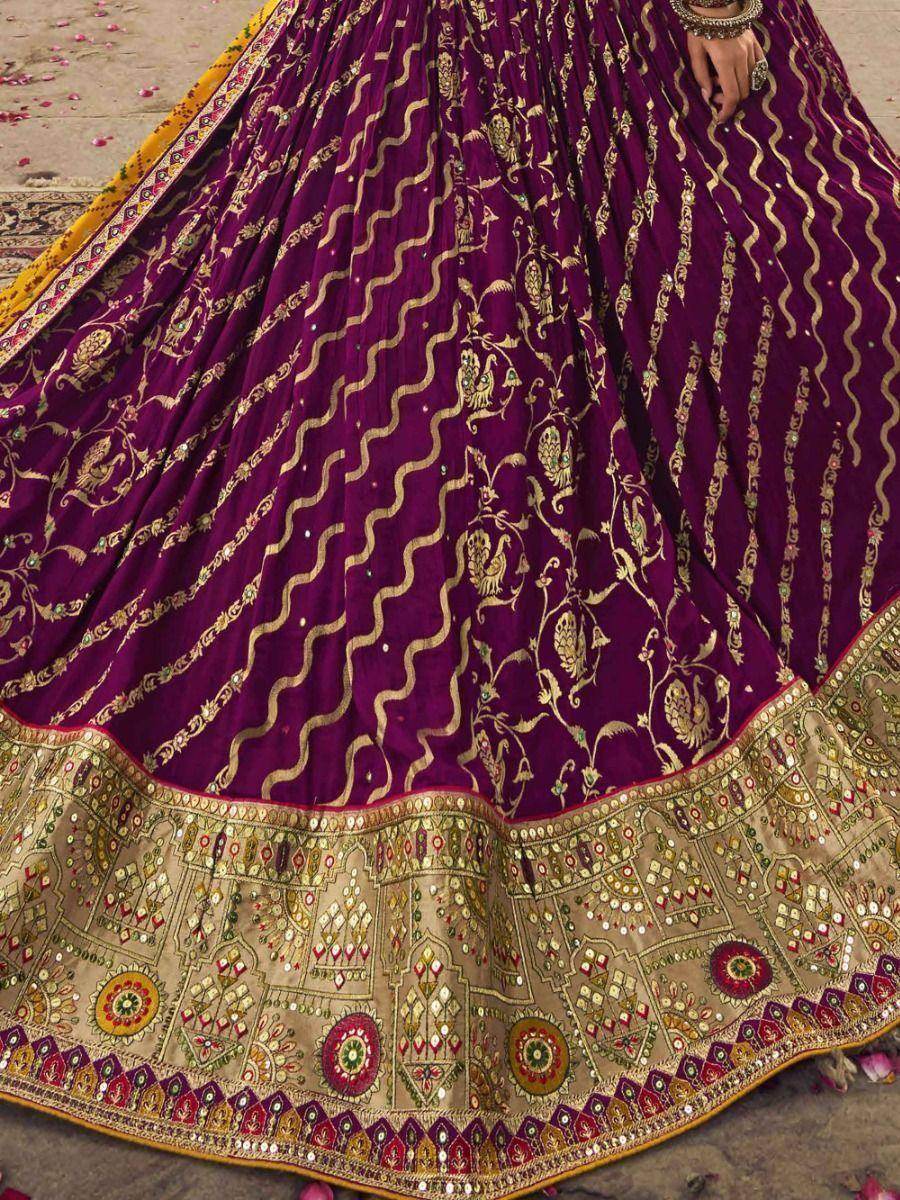 Amazing Purple Embroidered Viscose Silk Wedding Wear Lehenga Choli - Zeel Clothing